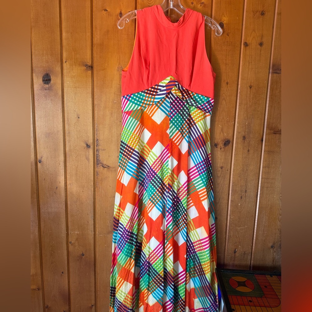 Vintage Retro Colorful Geometric Maxi Dress